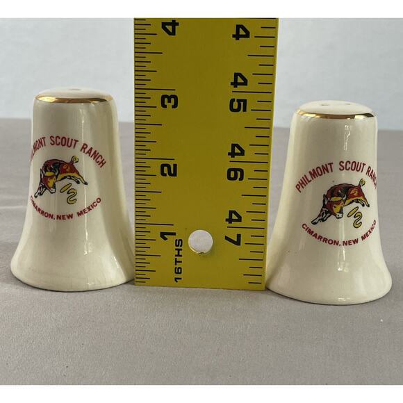 Philmont Scout Ranch Salt & Pepper Shaker Set Vtg 1960s 1970s Cimarron NM Bull - Picture 8 of 8